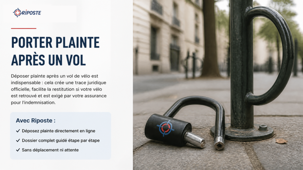 Comment porter plainte directement en ligne depuis le site Riposte après un vol de vélo ou de véhicule ?
