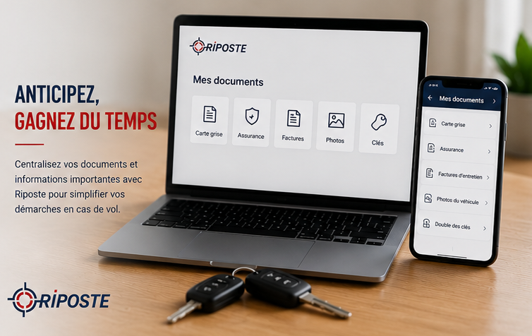 Centralisez vos documents importants dans un espace numérique sécurisé avec Riposte afin de simplifier les démarches en cas de sinistres ou de vols. 